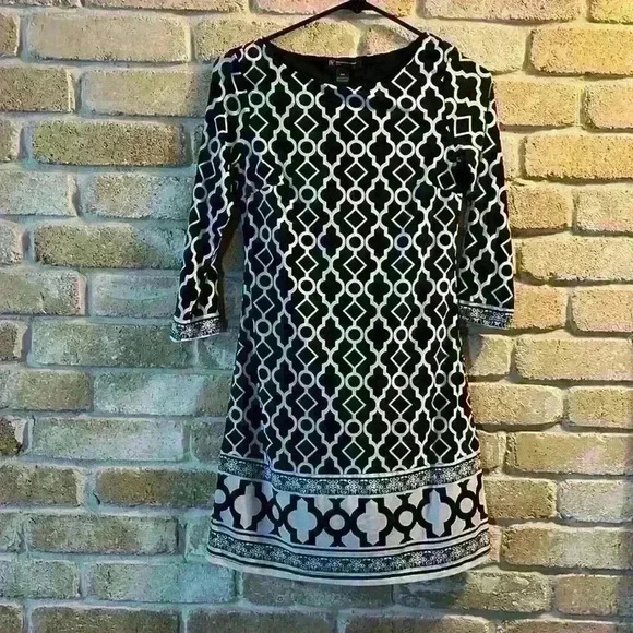 INC Black & White Patterned Dress - Picture 1 of 3